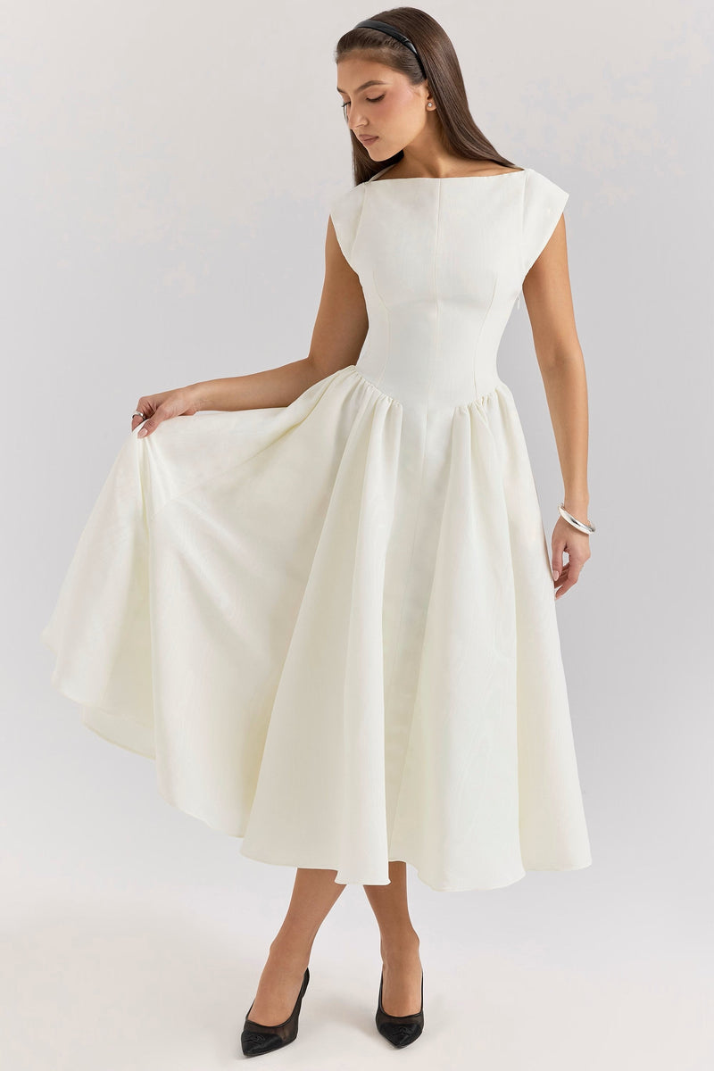 Elara™ | Elegant White Dress