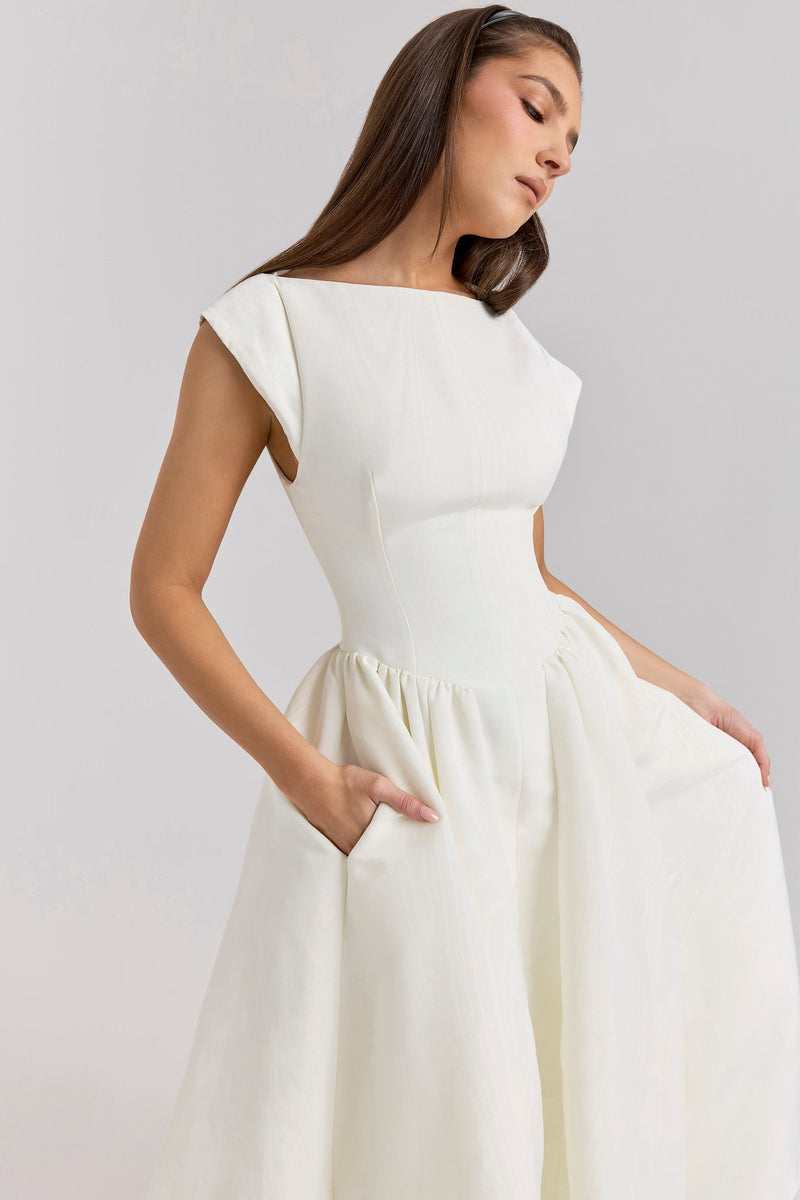 Elara™ | Elegant White Dress