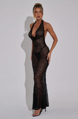 Elena™ – Shimmering Black Maxi Dress