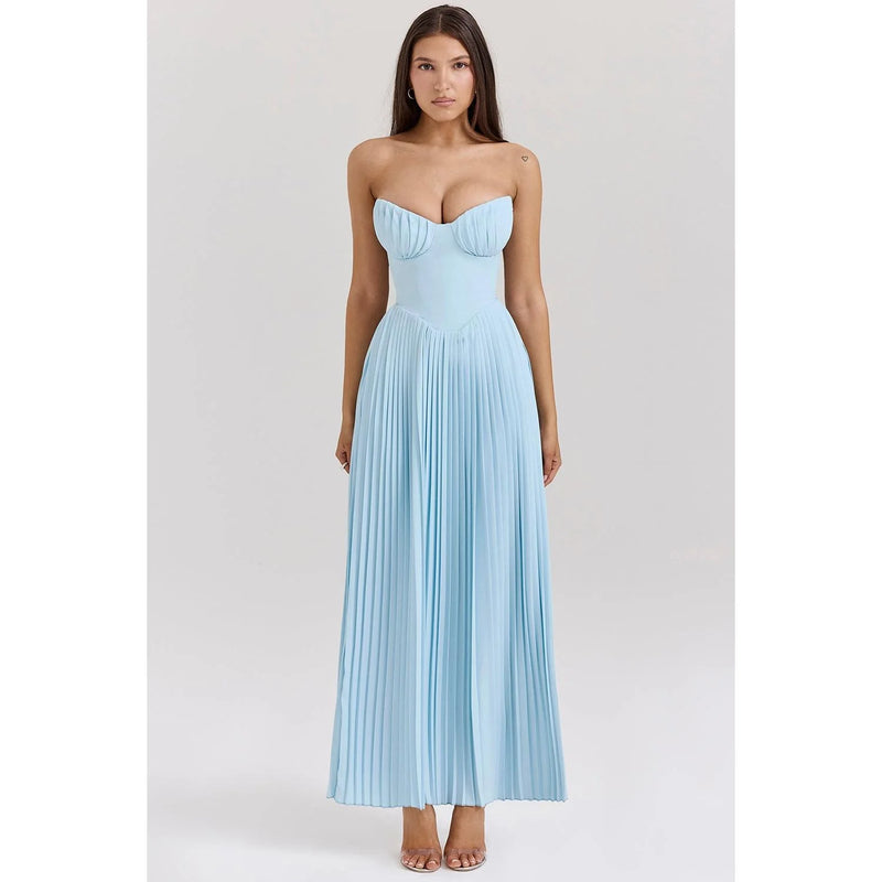 Aurélie™ | Pleated Corset Midi Dress