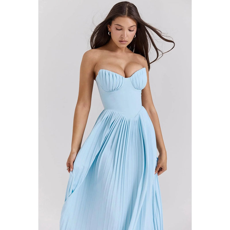 Aurélie™ | Pleated Corset Midi Dress