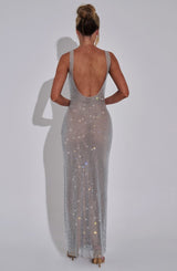 Selene™ | Silver Sequin Maxi Dress