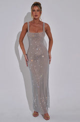 Selene™ | Silver Sequin Maxi Dress